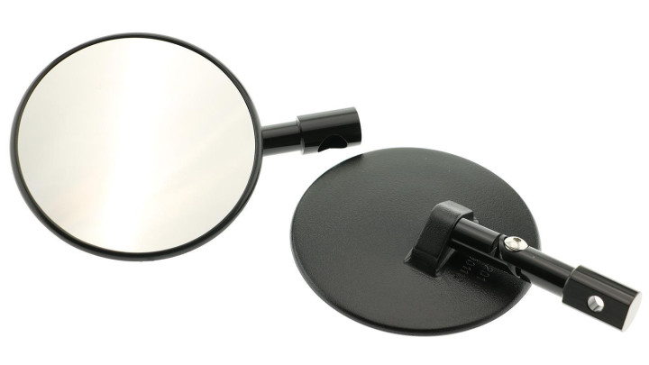 Schwarzer Spiegel mit konvexem Glas E-geprüft 